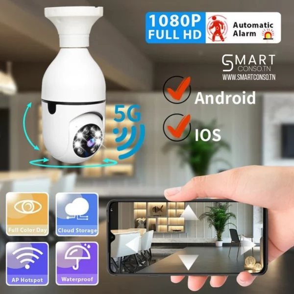 Caméra de Surveillance Wi-Fi E27 : Vision Nocturne, Suivi Automatique, Alerte Instantanée – Image 5