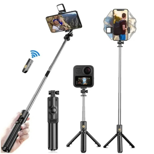 Trépied 3 en 1 avec Bouton Flash et LED – Stabilité, Éclairage et Praticité en Un Seul Accessoire – Image 2