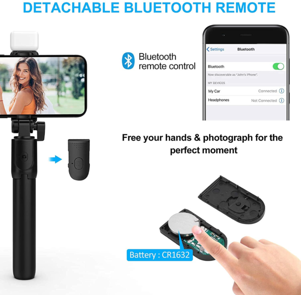 Trépied 3 en 1 avec Bouton Flash et LED – Stabilité, Éclairage et Praticité en Un Seul Accessoire – Image 6