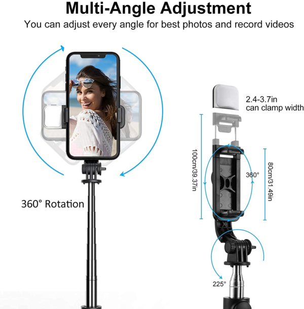 Trépied 3 en 1 avec Bouton Flash et LED – Stabilité, Éclairage et Praticité en Un Seul Accessoire – Image 3