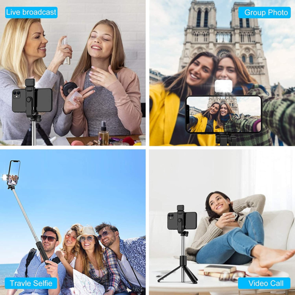 Trépied 3 en 1 avec Bouton Flash et LED – Stabilité, Éclairage et Praticité en Un Seul Accessoire – Image 5