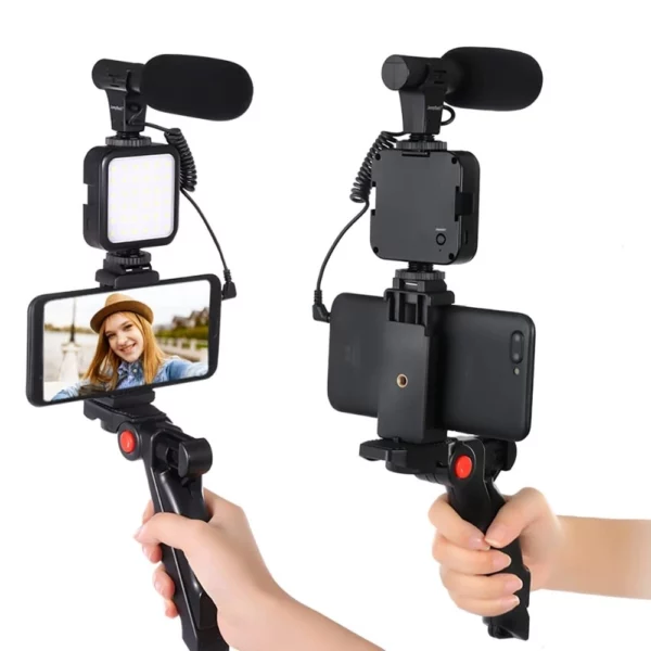 Kit de Production Vidéo avec Trépied AY-49 – Micro & Éclairage pour Vlogging | Tunisie – Image 3